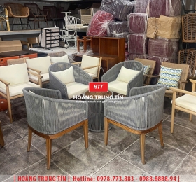 Ghế cafe khung gỗ đan dây dù HTT02