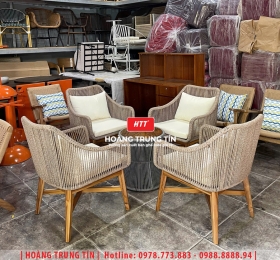Ghế cafe khung gỗ đan dây dù HTT03