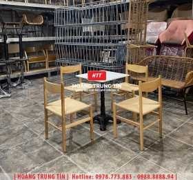 Ghế cafe khung gỗ đan dây cói HTT01