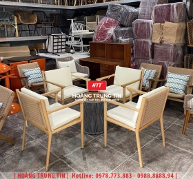 Ghế cafe khung gỗ đan dây cói HTT02