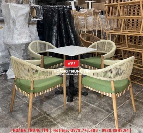 Bàn ghế nhựa giả mây ngoài trời HTT129