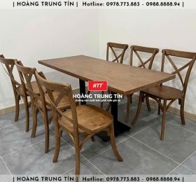 Bàn ghế cafe gỗ nệm HTT003