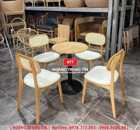 Bàn ghế cafe gỗ nệm HTT037