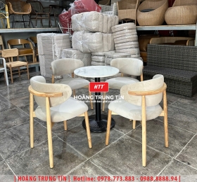 Bàn ghế cafe gỗ nệm HTT035