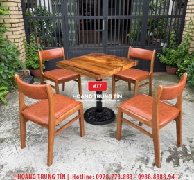 Bàn ghế cafe gỗ nệm HTT036