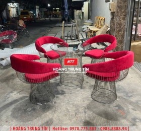 Bàn ghế sofa cafe inox nệm HTT02