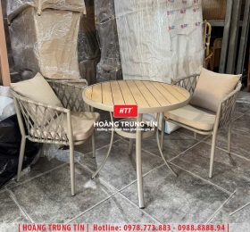 Bàn ghế đan dây dù ngoài trời HTT06
