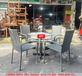 Bàn ghế nhựa giả mây ngoài trời HTT93
