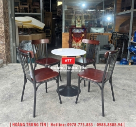 Bàn ghế cafe sắt gỗ HTT 24