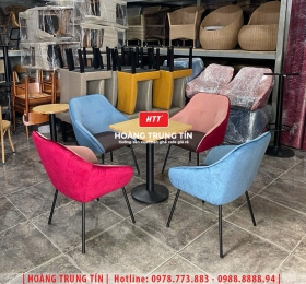Bàn ghế cafe sắt nệm HTT054