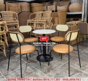Bàn ghế cafe sắt nệm HTT058