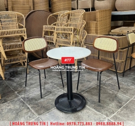 Bàn ghế cafe sắt nệm HTT059