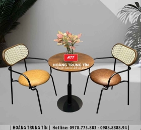 Bàn ghế cafe sắt nệm HTT034