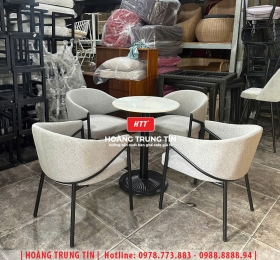 Bàn ghế cafe sắt nệm HTT055