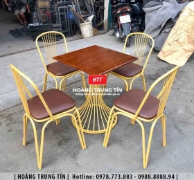 Bàn ghế cafe sắt nệm HTT035