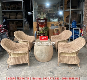Bàn ghế nhựa giả mây ngoài trời HTT110