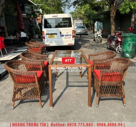 Bàn ghế nhựa giả mây ngoài trời HTT130