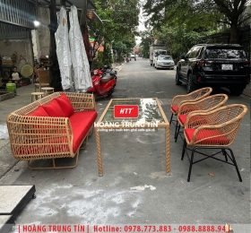 Bàn ghế nhựa giả mây ngoài trời HTT134