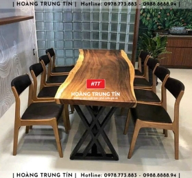 Bàn ghế gỗ nệm quán ăn HTT01