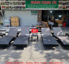 Giường tắm nắng đan nhựa giả mây HTT028