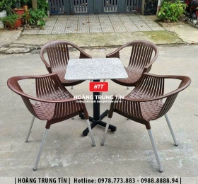 Bàn ghế nhựa đúc cafe HTT01