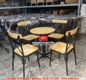 Bàn ghế cafe sắt gỗ HTT 25