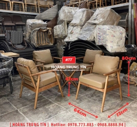 Bàn ghế sofa gỗ nệm cafe HTT21