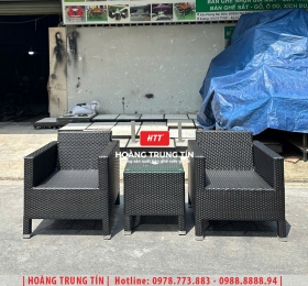 Bàn ghế nhựa giả mây ngoài trời HTT96