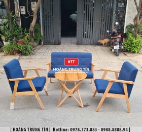 Bàn ghế sofa gỗ nệm cafe HTT03