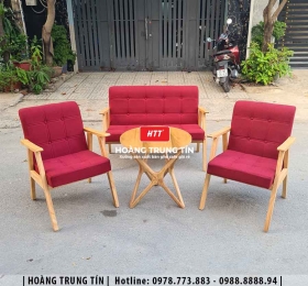 Bàn ghế sofa gỗ nệm cafe HTT02