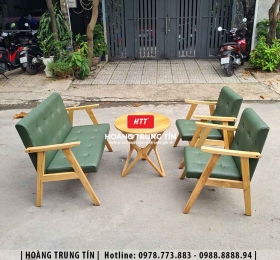 Bàn ghế sofa gỗ nệm cafe HTT05