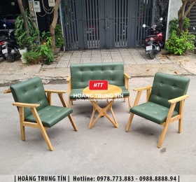 Bàn ghế sofa gỗ nệm cafe HTT06