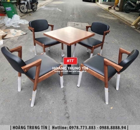 Bàn ghế sofa gỗ nệm cafe HTT08