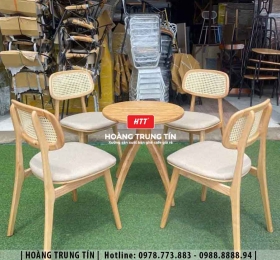 Bàn ghế sofa gỗ nệm cafe HTT12