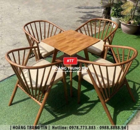 Bàn ghế sofa gỗ nệm cafe HTT14