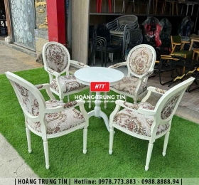 Bàn ghế sofa gỗ nệm cafe HTT17