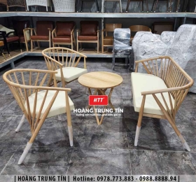 Bàn ghế sofa gỗ nệm cafe HTT18