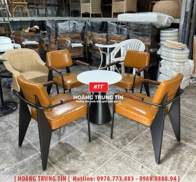 Bàn ghế cafe sắt nệm HTT060