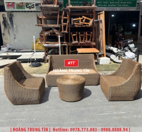 Bàn ghế trứng đan nhựa giả mây HTT18