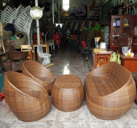 Thanh Lý Bộ Bàn Ghế Sofa Trứng Đan Dây Dẹp Form Tiêu Chuẩn
