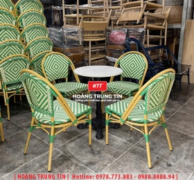 Bàn ghế cafe đan nhựa giả mây HTT-060