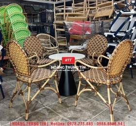 Bàn ghế cafe đan nhựa giả mây HTT-062