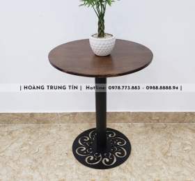 Mẫu bàn gỗ mặt tròn chân sắt