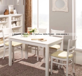 Bộ bàn ăn 4 ghế màu trắng