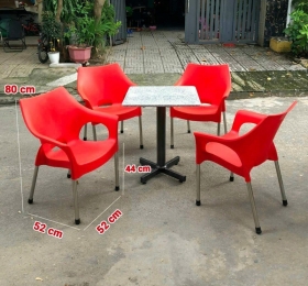 Bàn ghế nhựa đúc chân inox giá rẻ - HTT59