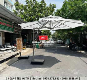 Dù che cafe lệch tâm tròn màu trắng HTT-01