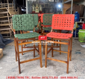 Ghế bar khung gỗ đan dây dù HTT01