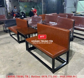 Ghế băng dài sắt nệm cafe - bida HTT09