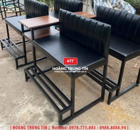 Ghế băng dài sắt nệm cafe - bida HTT11