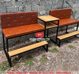 Ghế băng dài sắt nệm cafe - bida HTT12